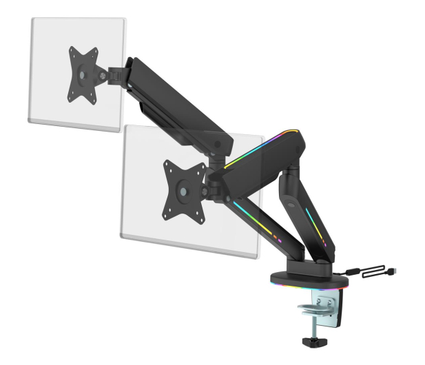 Deltaco Podwójny uchwyt GAM-135 RGB - Czarny - 1115376 - zdjęcie